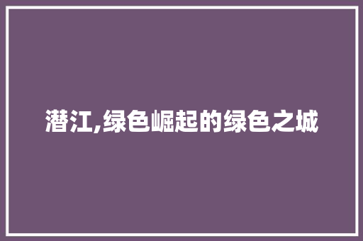 潜江,绿色崛起的绿色之城 小程序开发