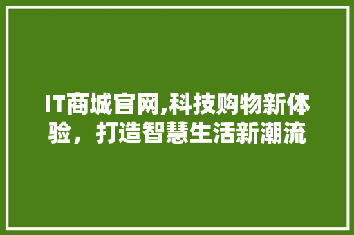 IT商城官网,科技购物新体验，打造智慧生活新潮流