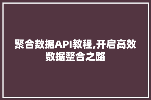 聚合数据API教程,开启高效数据整合之路