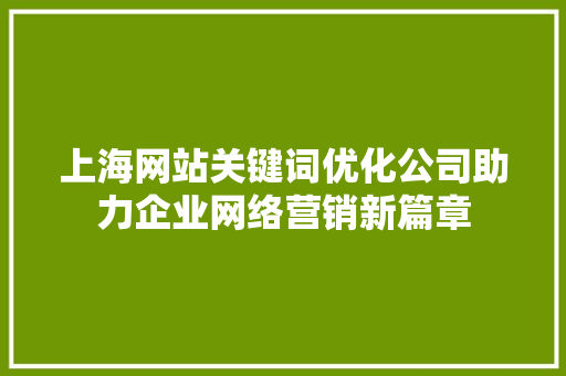 上海网站关键词优化公司助力企业网络营销新篇章 seo技术