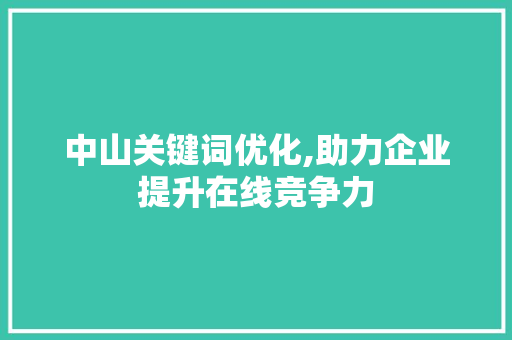 中山关键词优化,助力企业提升在线竞争力