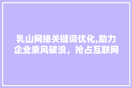 乳山网络关键词优化,助力企业乘风破浪，抢占互联网市场先机