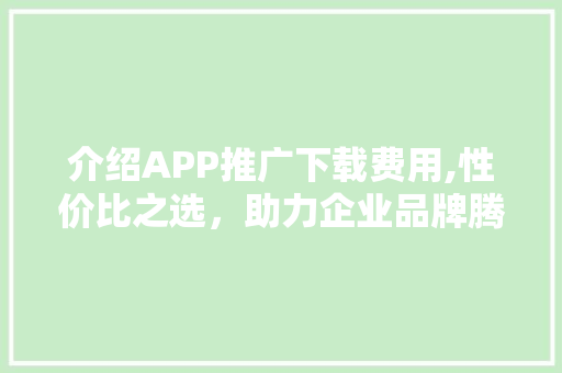 介绍APP推广下载费用,性价比之选，助力企业品牌腾飞 英文谷歌算法