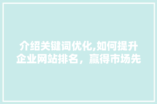 介绍关键词优化,如何提升企业网站排名，赢得市场先机 英文谷歌算法