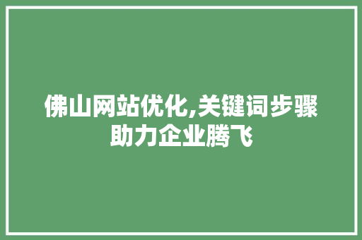 佛山网站优化,关键词步骤助力企业腾飞