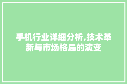手机行业详细分析,技术革新与市场格局的演变 手机行业详细分析,技术革新与市场格局的演变 360搜优化