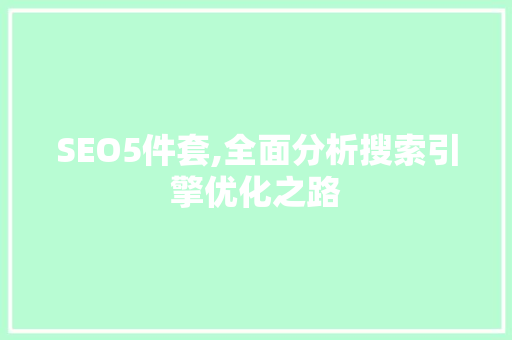 SEO5件套,全面分析搜索引擎优化之路