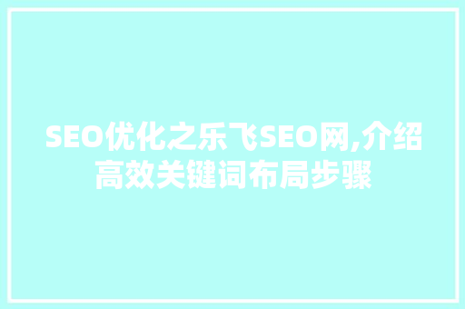 SEO优化之乐飞SEO网,介绍高效关键词布局步骤