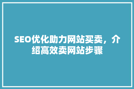 SEO优化助力网站买卖，介绍高效卖网站步骤