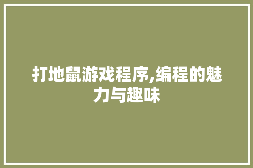 打地鼠游戏程序,编程的魅力与趣味 打地鼠游戏程序,编程的魅力与趣味 seo技术