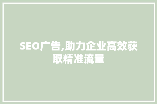 SEO广告,助力企业高效获取精准流量