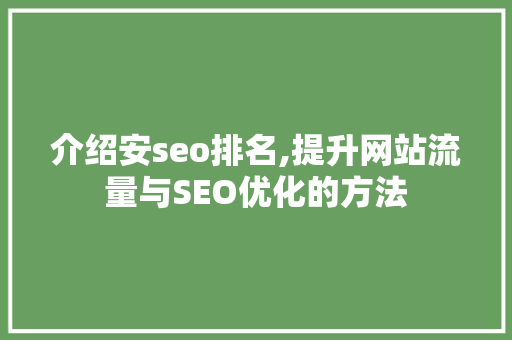 介绍安seo排名,提升网站流量与SEO优化的方法