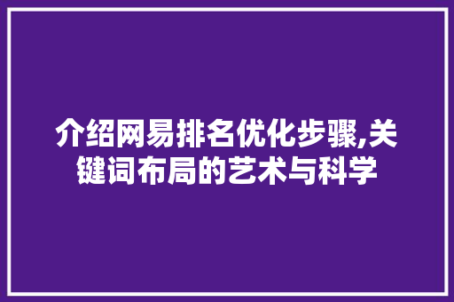 介绍网易排名优化步骤,关键词布局的艺术与科学