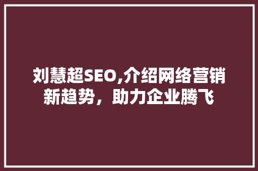 刘慧超SEO,介绍网络营销新趋势，助力企业腾飞