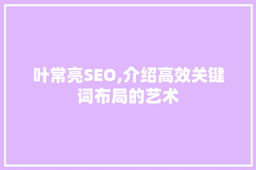 叶常亮SEO,介绍高效关键词布局的艺术
