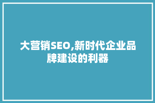 大营销SEO,新时代企业品牌建设的利器