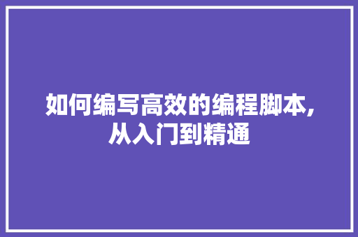 如何编写高效的编程脚本,从入门到精通