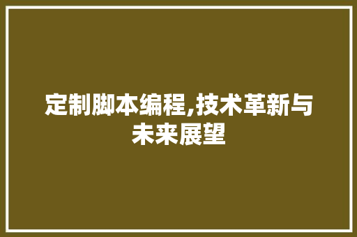 定制脚本编程,技术革新与未来展望