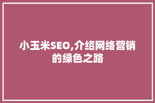 小玉米SEO,介绍网络营销的绿色之路 搜狗优化