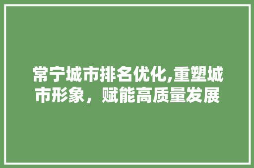 常宁城市排名优化,重塑城市形象，赋能高质量发展