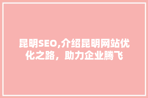 昆明SEO,介绍昆明网站优化之路，助力企业腾飞