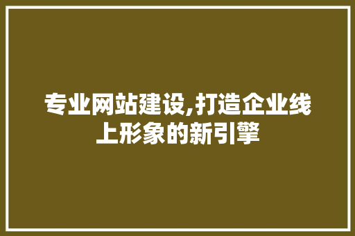 专业网站建设,打造企业线上形象的新引擎 网站优化