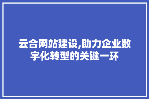 云合网站建设,助力企业数字化转型的关键一环 网站优化