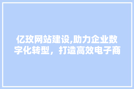 亿玫网站建设,助力企业数字化转型，打造高效电子商务平台 网站优化
