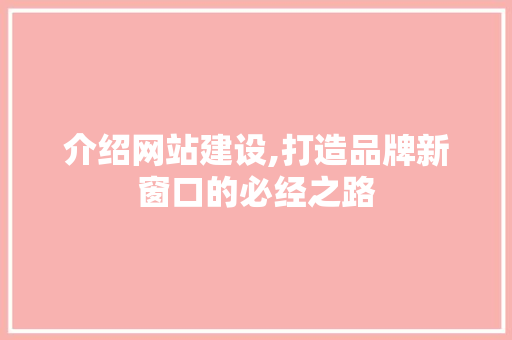 介绍网站建设,打造品牌新窗口的必经之路