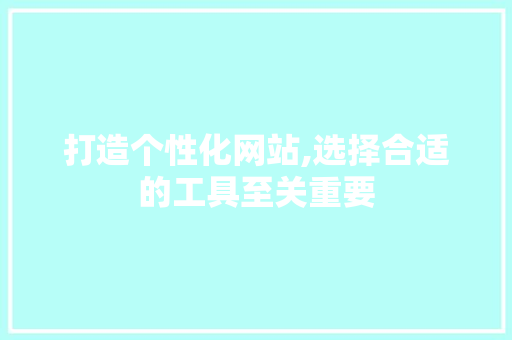 打造个性化网站,选择合适的工具至关重要 打造个性化网站,选择合适的工具至关重要 英文谷歌算法