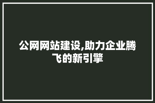 公网网站建设,助力企业腾飞的新引擎 百度算法