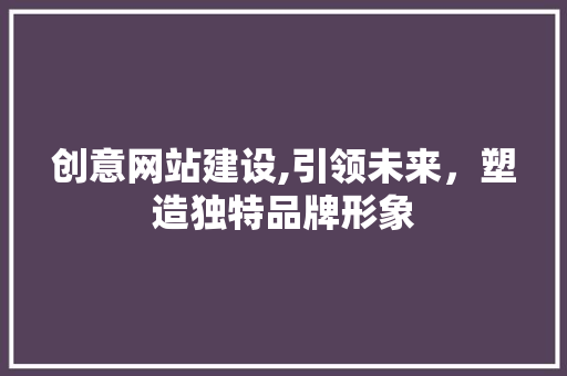 创意网站建设,引领未来，塑造独特品牌形象