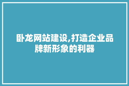 卧龙网站建设,打造企业品牌新形象的利器