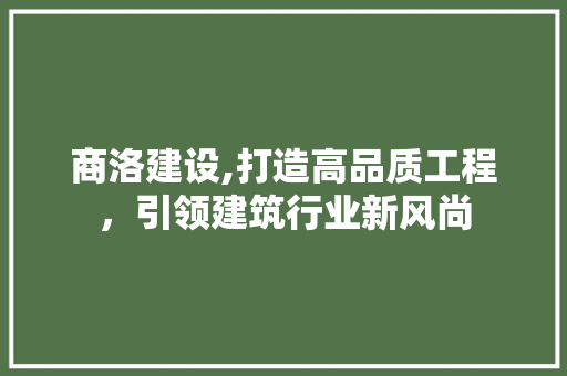 商洛建设,打造高品质工程，引领建筑行业新风尚 头条优化