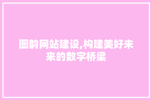 图韵网站建设,构建美好未来的数字桥梁