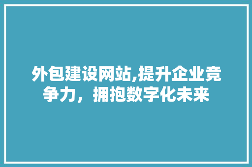 外包建设网站,提升企业竞争力，拥抱数字化未来 百度算法