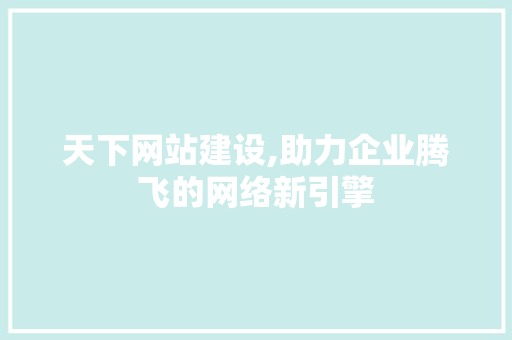 天下网站建设,助力企业腾飞的网络新引擎