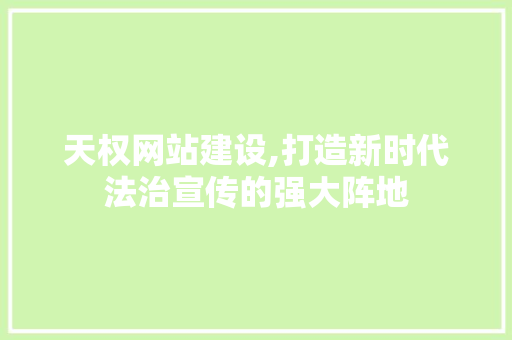 天权网站建设,打造新时代法治宣传的强大阵地