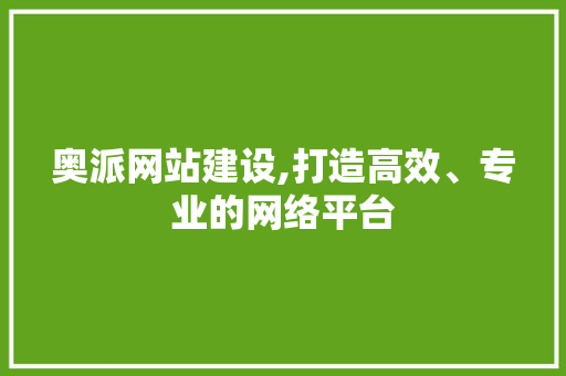 奥派网站建设,打造高效、专业的网络平台