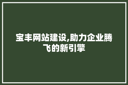 宝丰网站建设,助力企业腾飞的新引擎
