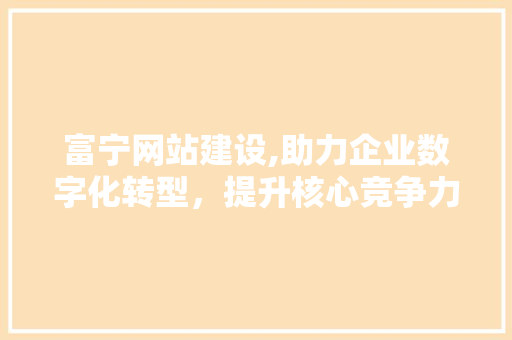 富宁网站建设,助力企业数字化转型，提升核心竞争力 网站开发