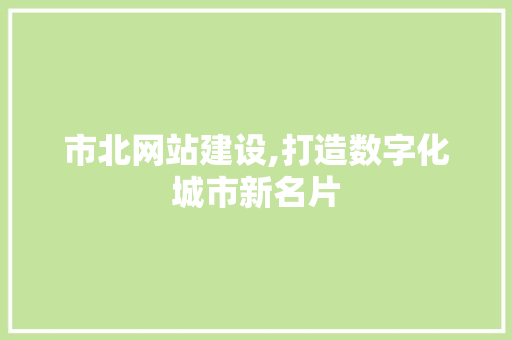 市北网站建设,打造数字化城市新名片 头条优化