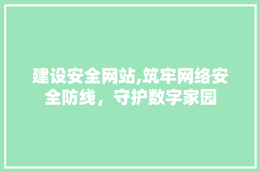 建设安全网站,筑牢网络安全防线，守护数字家园