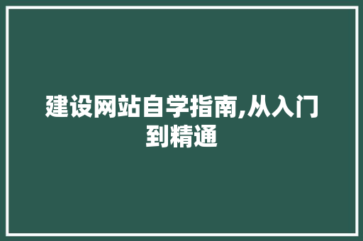 建设网站自学指南,从入门到精通 网站开发