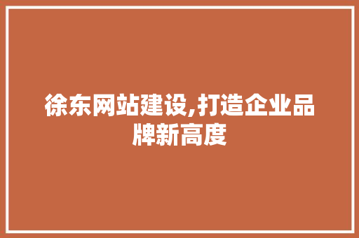 徐东网站建设,打造企业品牌新高度 seo技术