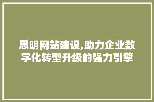 思明网站建设,助力企业数字化转型升级的强力引擎 百度算法