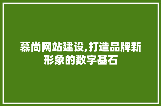 慕尚网站建设,打造品牌新形象的数字基石