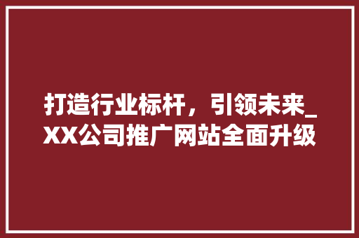 打造行业标杆，引领未来_XX公司推广网站全面升级