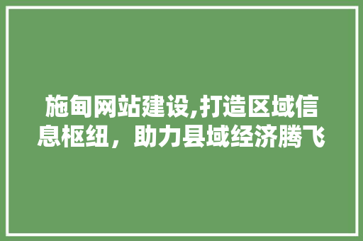 施甸网站建设,打造区域信息枢纽，助力县域经济腾飞 seo技术