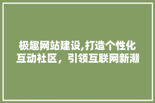 极趣网站建设,打造个性化互动社区，引领互联网新潮流 网站开发